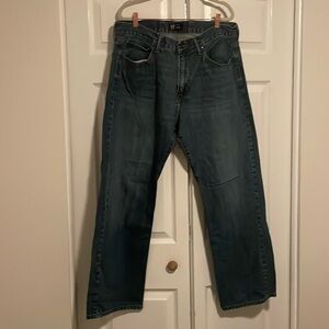 Gap dark wash blue relaxed distressed jeans 36X34